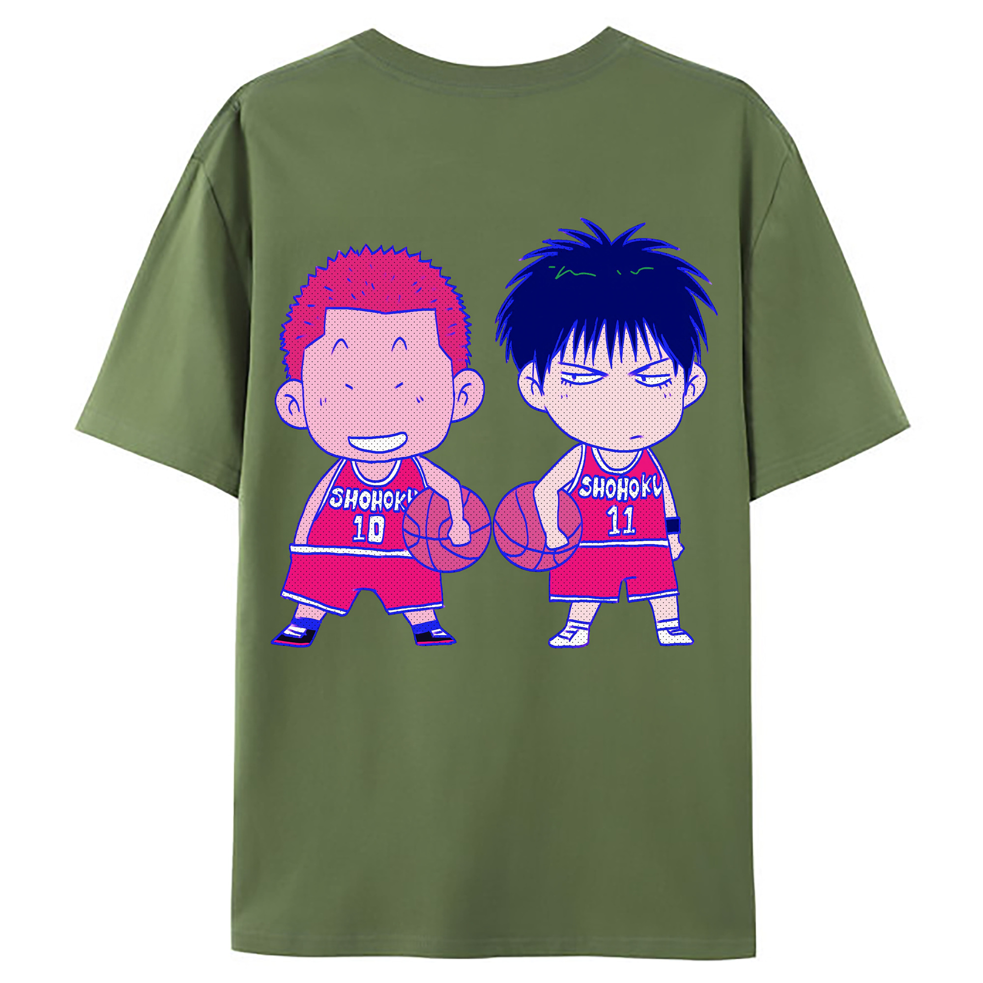 （画像用） SLAM DUNK／スラムダンク 綿100％ メンズ半袖Tシャツ（バックプリント） 通気性